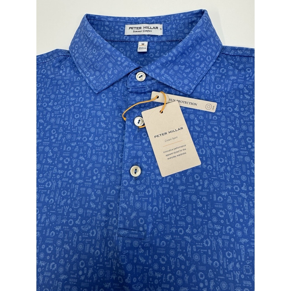 NWT Peter Millar "Toga Party"  Performance Golf Polo Shirt BSEA Blue XL $115